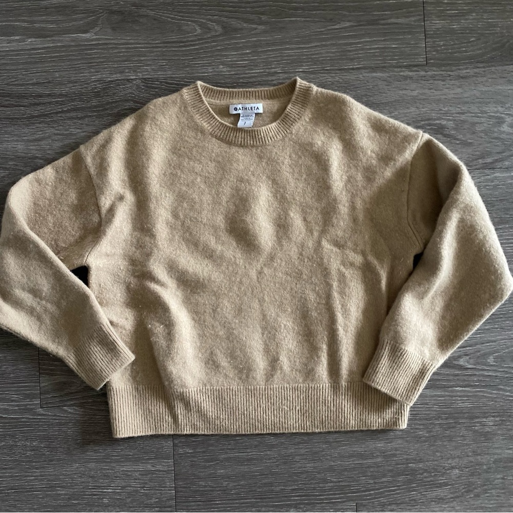 Athleta Wool Cashmere Blend Sweater BEIGE